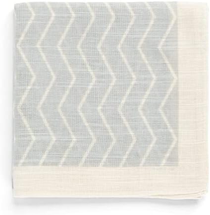 Kolo Topdrawer Japanese Handkerchief, 100% Cotton, Mountain Range Pattern, Light Grey