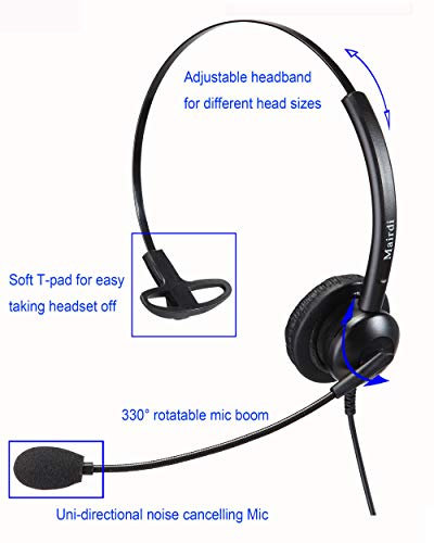 Telephone Headset With 2.5Mm Jack, Office Phone Headset Noise Cancelling Mic For Panasonic Cisco Polycom #TOP1