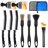 10 Pezzi Pennello Pulizia Auto Interni, Spazzola per Interni Auto a Setole Morbide, Spazzola per Pulizia di Fessure, Panni in microfibra, per Pulizia di Cerchioni, Finiture Interne, Prese D