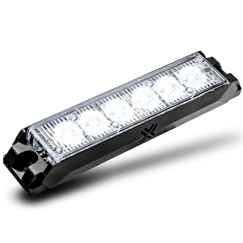 Image of NanoFlare 5 inch 6W Clear White LED Surface Mount Police Grill Strobe Warning Light [SAE Class 1] [Sync-able Modes] 12V Grille Flashing Emergency Fire Light for UVT ATV Van SUV Motorcycle Bike Snowplow