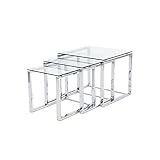 Estructura metálica cromada y cristal templado translúcido.