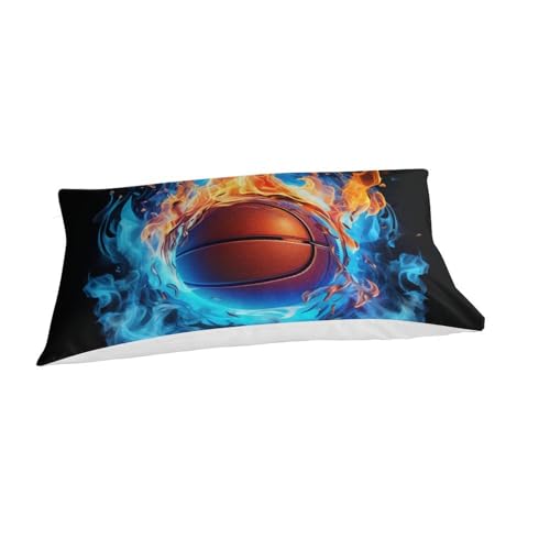 Linge de lit basket-ball 135x200 cm anti-plis parure microfibre douce pour lit simple ado - 3