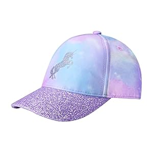 accsa Filles Licorne Chapeau Réglable Chapeau de Soleil Arc-en-Ciel Casquette de Baseball Tie-Dye Snapback Cap Âge 3-9