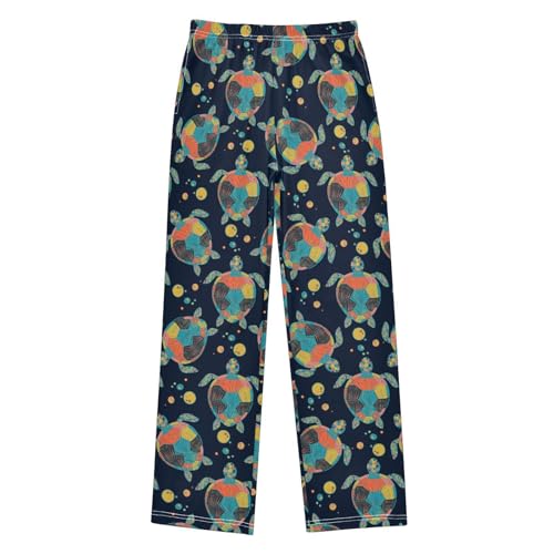 Colorful Turtle Bubble Boys Long Pants Soft Trousers Elastic Waist Kids Lounge Bottoms with Pockets S-XL