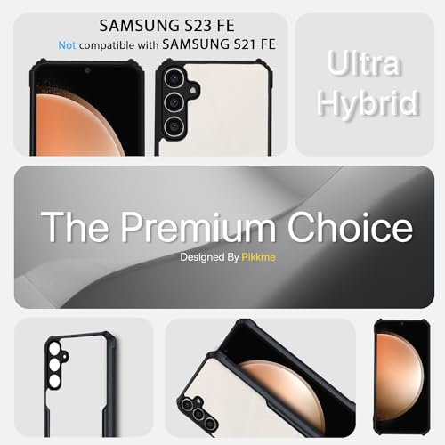 Image of Pikkme Back Cover for Samsung Galaxy S23 FE 5G | Ultra Hybrid Shockproof Case | Full Camera Protection | Raised Edges | Clear Transparent Bumper Case (Black)