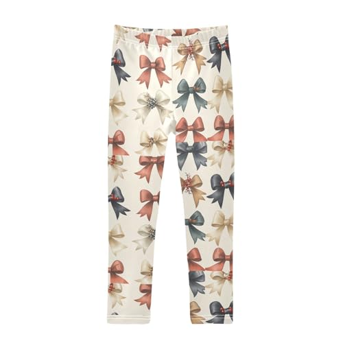 ZZKKO Girls Leggings Christmas Ribbons Toddler Girls Clothes Leggings for Girls Toddler Girls Leggings 3-4T