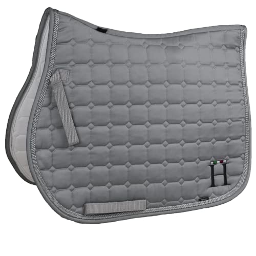 Horses, Zadeldeken voor paarden, ideaal voor lente, 100% katoen, ritssluiting, boord, anti-shock, maat full (grijs) - Afbeelding 3