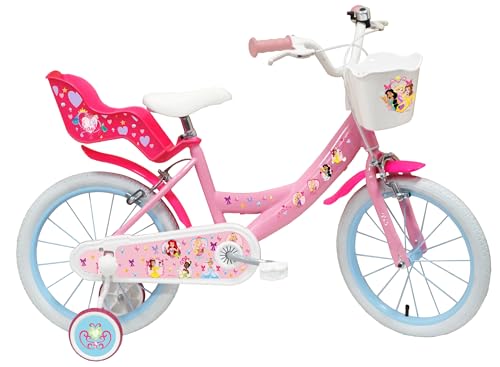Vélo ATLAS Vélo Fille Bicicleta de 16'' niño niña Princess de Disney, Rosa, 16'