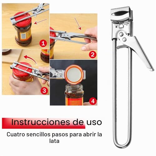 Miniatura 4 de Suoxu Abrelatas Manual De Acero Inoxidable,Abridor De Tarros Multifuncional Ajustable Que Ahorra Mano De Obra,Adecuado Para Personas Mayores, Artritis, Manos Débiles Y Uso Femenino En La Cocina.