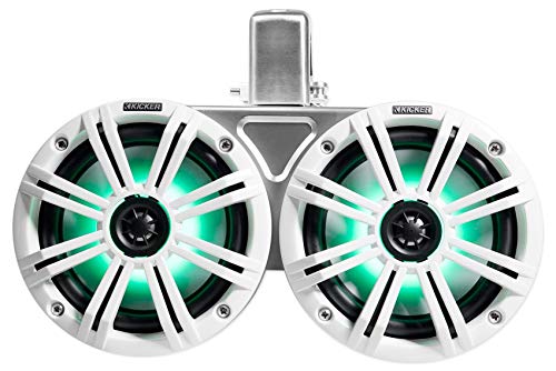 Audiosavings Bundle (1) (2) Kicker 45KMTDC65W Dual 6.5\" Marine Wakeboard LED Tower Speakers KMTDC65 Bundle with (1) MTX AWMC3 Marine Receiver w/Bluetooth AM/FM/WB/SiriusXM (Items 2) (Items 2)