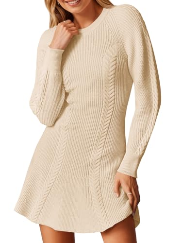 Saodimallsu Womens Long Sleeve Mini Sweater Dress Bodycon A Line