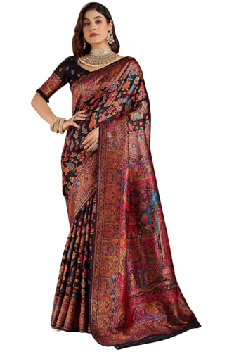 Image of SGF11 Women's Kanjivaram Pure Soft Silk Saree With Unstitched Blouse Piece