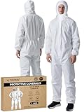 TICONN Hazmat Suit Disposable Coveralls, 5 Size Options, Full Body Protective Lab Coveralls with Hood...