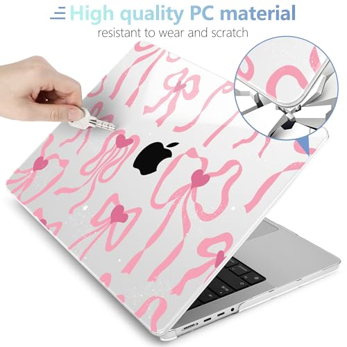 Image of MEEgoodo Case for MacBook Pro 14 inch (M5 /M4 /M3 /M2 /M1) Pro /Max 2026 2025 2024 2023 2021, Laptop Case Fit Model A3427 /A3426 /A3434 /A3112 /A3401 /A3185 /A2918 /A2992 /A2779 /A2442, Coquette Ribbon Bow