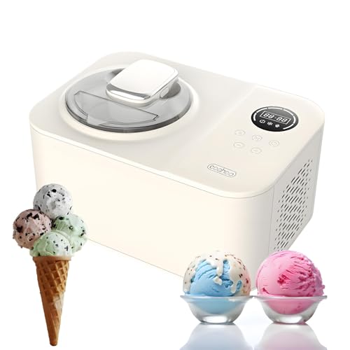 HEIHEIZI Sorbetière à Compresseur 1.2L - Aucune Pré-Congélation Nécessaire, Machine Autorefrigérée 110W avec 3 Programmes, Préparation Rapide 30 Min & Commande Tactile + Seau à Glace/Pelle/Recettes