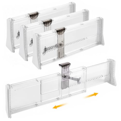 Image of HASTHIP 4 Pack Clear Drawer Dividers Plastic Separators