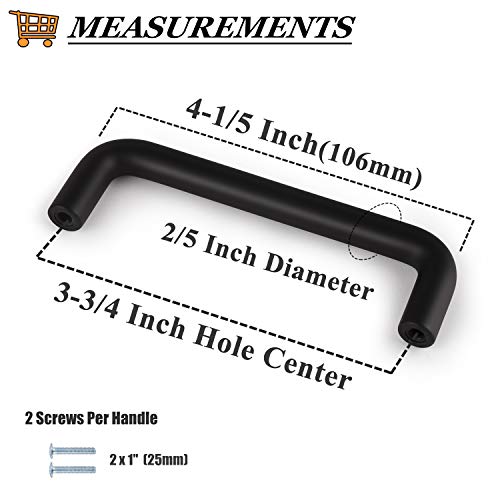 Probrico 10 Pack 3-3/4"/96Mm Hole Centers Plastic Kitchen Cabinet Cup Board Door Handles Modern Black Dresser Door Pulls #TOP2