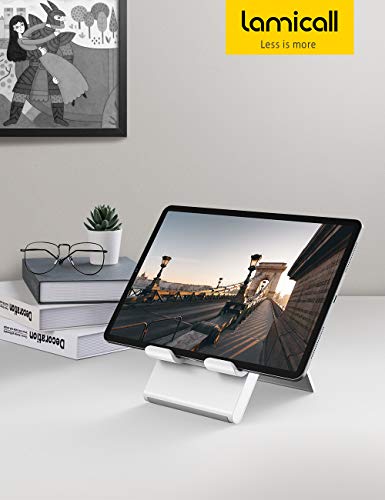 Lamicall Adjustable Tablet Stand Holder - Foldable Desktop Stand Charging Dock For Desk Compatible With Ipad Air Mini Pro 9.7,12.9, Phone 12 Mini 11 Xs Max Xr X Plus S10 S9 S8 Smartphones 4-13” - Gray #TOP6