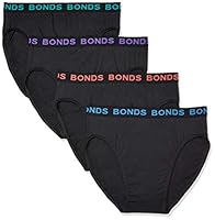 Bonds Men's Hipster Brief (4 pack) Black / Bright Band, Medium