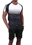Chándal de Color Degradado para Hombre, Camisetas y Pantalones Cortos Sueltos Casuales de Manga Corta, Conjunto de Dos Piezas, Traje de Baloncesto Traning Fintness