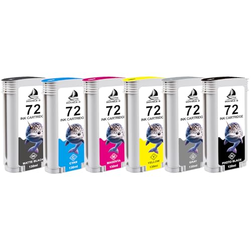 Image of DOUBLE D 72 Ink Cartridges Compatible for HP 72 Ink 72 Cartridge,High Yield Work with HP DesignJet T2300 eMFP T1300 T1200 T1120 T1100 T1100 MFP T795 T790 T770 T620 T610 T600,6 Pack