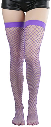 Image of ToBeInStyle Women's Vibrant Large Net Fishnet Thigh High Elastic Nylon Novelty Stockings
