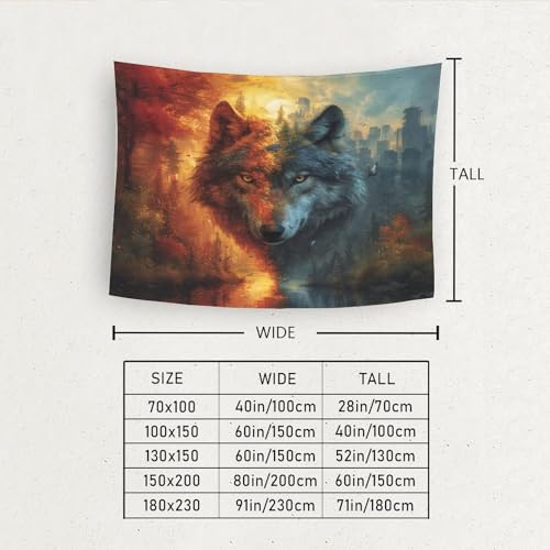 Tapiz de pared NMOTARVIN con acabado textil de lobo estampado 3D estético 6