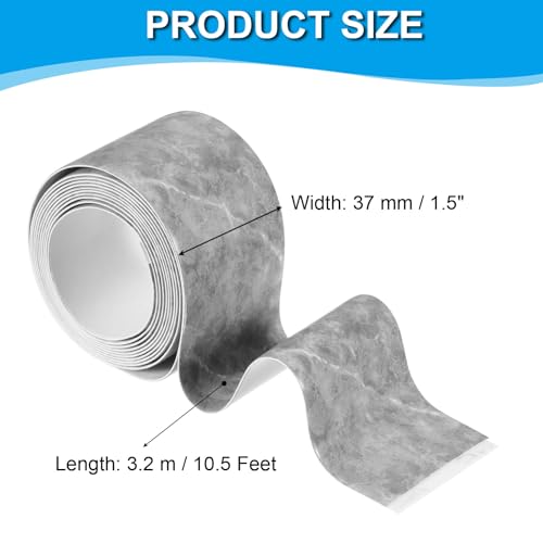 Image of PATIKIL Caulk Tape 1.5 inch x 5 Ft, Self Adhesive Sealing Tape Waterproof Toilet Tub Caulk Sealant Strip Sealing Trim for Kitchen Bathroom Toilet Bathtub Sink Countertop, Dark Grey