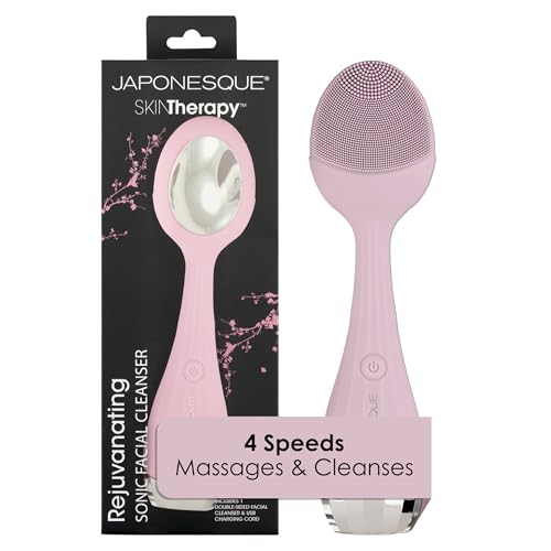 JAPONESQUE SKINTherapy Rejuvenating Sonic Facial Cleanser, Rechargeable Waterproof Cleansing Device with Silicone Brush - Lift, Firm, and Tone Skin
