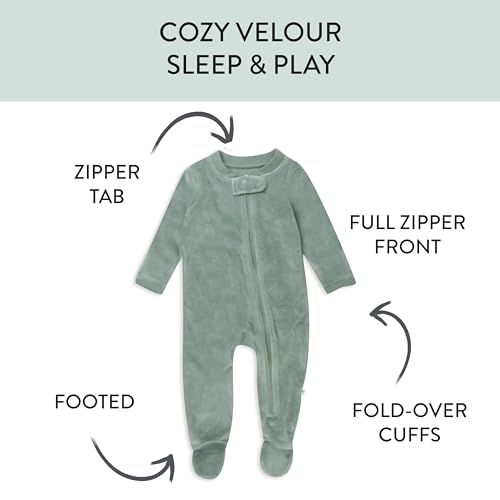 HonestBaby Baby Velour Sleep & Play Footed One-Piece Pajama Sleeper 100% Organic Cotton2