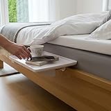 3 PAGEN® Bettablage, Nachttisch zum Einhängen für Bett und Etagenbett, Regal für Hochbett mit Kabelhalter, Betttablett schwebend, belastbar bis 11 kg, Weiß, ABS