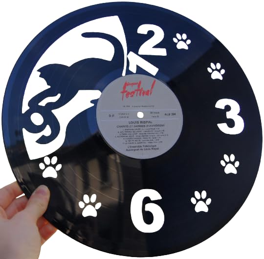 Horloge Vinyle Chat 33 Tours authentique - Cadeau idéal pour passionné