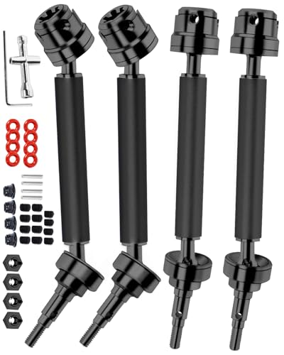 RCHuiWow RC Drive Shaft Axles Upgrades Part for 1/10 Arrm a Senton Granite 3S Blx(Mega550),Vortek 3S Blx,Big Rock V2,Steel #45 Front Rear Driveshafts CVD,4PCS,Black