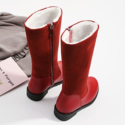 WENJIAZHIZHI Little Toddlers/Girls/Kids Knee-High Boots Warm Fur Lined Winter Snow Boots Princess Christmas Dress Boots Shoes4