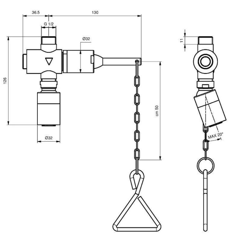 Grifo de ducha temporizado serie MODERN con mando de cadena y rociador - Idral