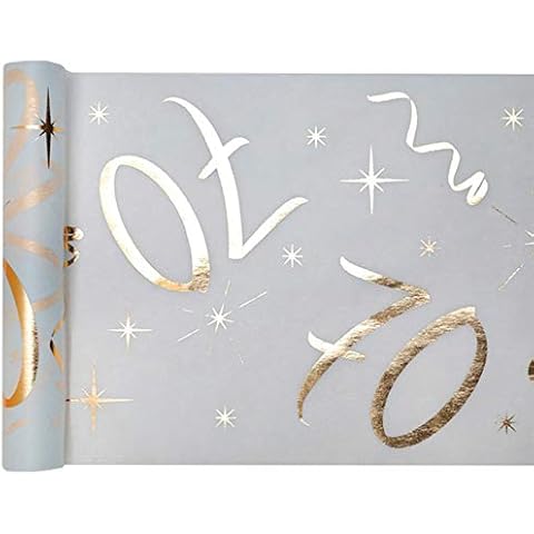 WOOOOZY Tischläufer 70. Geburtstag Metallic, 5m x 30cm Cover