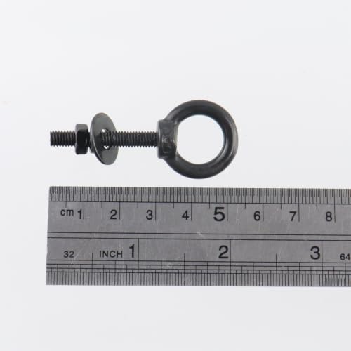 Image of Antrader Lifting Shoulder Eye Bolts,M5 Eye Bolt,M5 x 30mm,Black,6 Sets | Stainless Steel Eyebolts with Lock Nuts,Lock Washers,Flat Washers