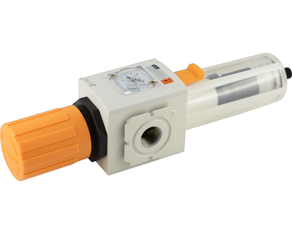 Fittingteile - Druckluft Filterregler mit Manometer Wasserabscheider Kondensat Druckminderer Druckregler (Gewindegröße: G 1/2" - Ausführung: Automatische Entwässerung)