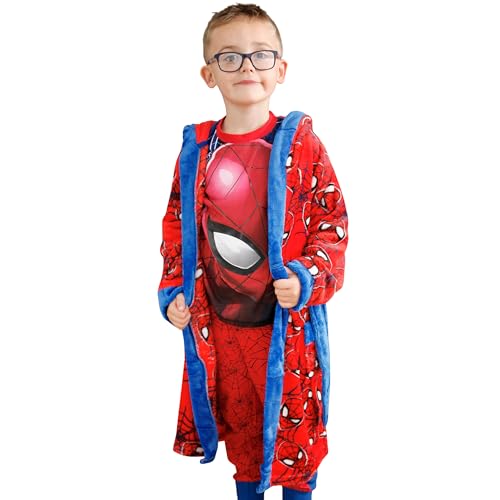 Marvel Spiderman Bademantel | Morgenmantel Jungen Mit Kapuze | Spidey Kinderbademantel Junge | Offizielle Spider-Man Merchandise 116