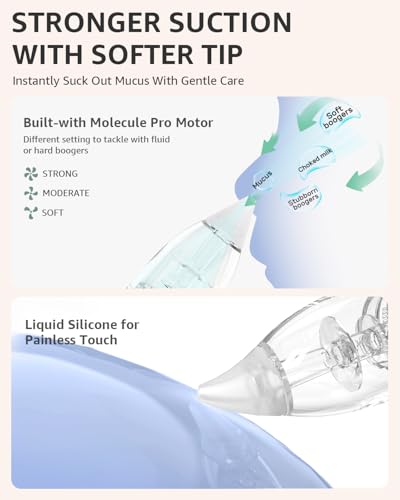 grownsy nasal aspirator for baby electric baby nose sucker automatic nose cleaner with larger suction chamber and more powerful suction music and light soothing function purple