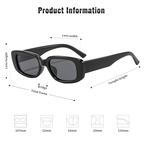 Image of Trendy Rectangle Sunglasses Polarized Women Men Chunky Thick TR90 Frame Shade UV400 TAC Lens Lightweight
