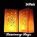 LANKER 24 Pack Luminary Bags - Double Heart Design Candle Bags - Flame Resistant Light Holder - Candleholders Decorations for Wedding, Halloween, Birthday, New Year - White (Double Heart)