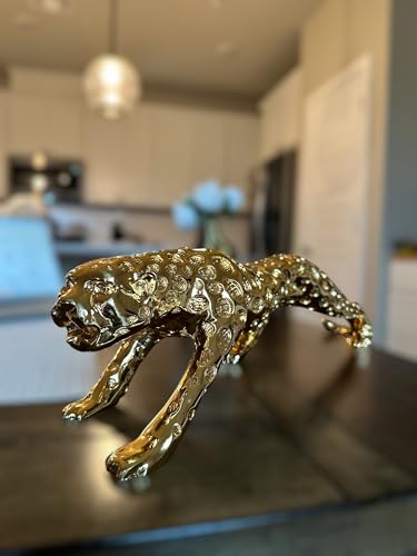 Estatua de Jaguar Dorado 20" en Resina miniatura 4