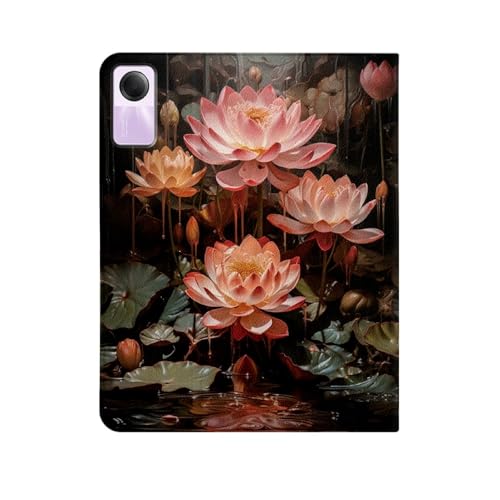 Housse cuir Redmi Pad SE 11" lotus pour lire au salon