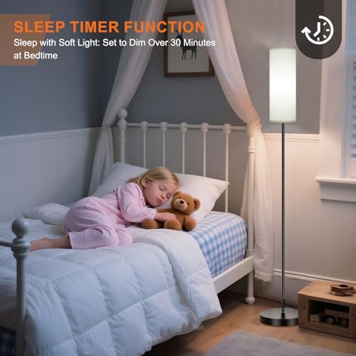 Image of FRIDEKO HOME 2 Pack Floor Lamps for Living Room, Dimmable Colors Temperature & Brightness, Modern Floor Lamp with Remote, Tall Standing Lamps for Living Room Bedroom Office, White Shade 9W Smart Bulb