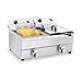 Royal Catering Friteuse Électrique De Restaurant Double Professionnelle RCEF 16DH-1 (2 x 3 200 W, 2 x 16 l Au Total / 2 x 12 l D’Huile, Thermostat, 2 Robinets, Acier Inoxydable)