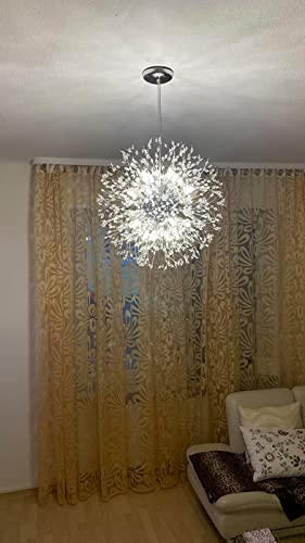 Vikaey 12-Light Modern Chandelier,Firework Sputnik Living Room Chandeliers,Dining Room Dandelion Crystal Chandeliers for Bedroom Entryway Bathroom Foyer Staircase,Chrome - Image 3
