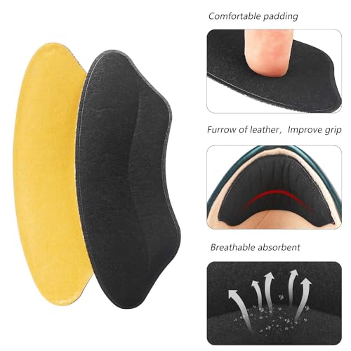 Image of Microfiber Leather Heel Cushion Pads, Mukifine Heel Liners Prevent Heel Blisters, Bunion Callus, and Loose Shoes, Heel Preventor for Heel Pain Relief for man & women (BLACK)
