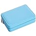Ruiyete Ringschatulle, tragbar, für Halsketten, Schmuck, Organizer, Doppel-Leder, Haushalt, Organizer (blau)