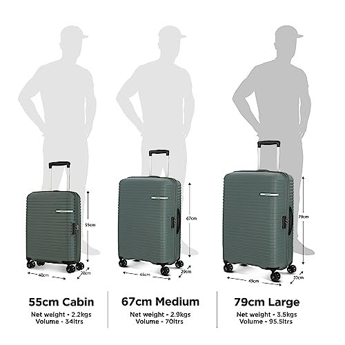 Image of American Tourister Large Liftoff 79 CM Check-in Polypropylene (PP) Hard 8 Wheels Spinner Luggage /Suitcase /Trolley Bag for Travel (Olive)